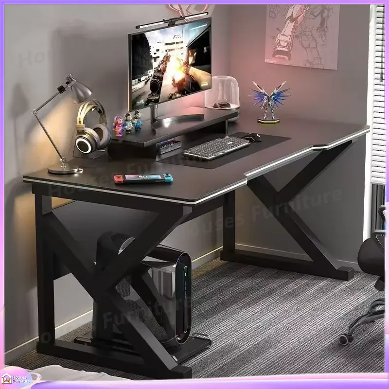 Desk Setup Gaming - Meja Gaming Cafe Metal Hitam MDF