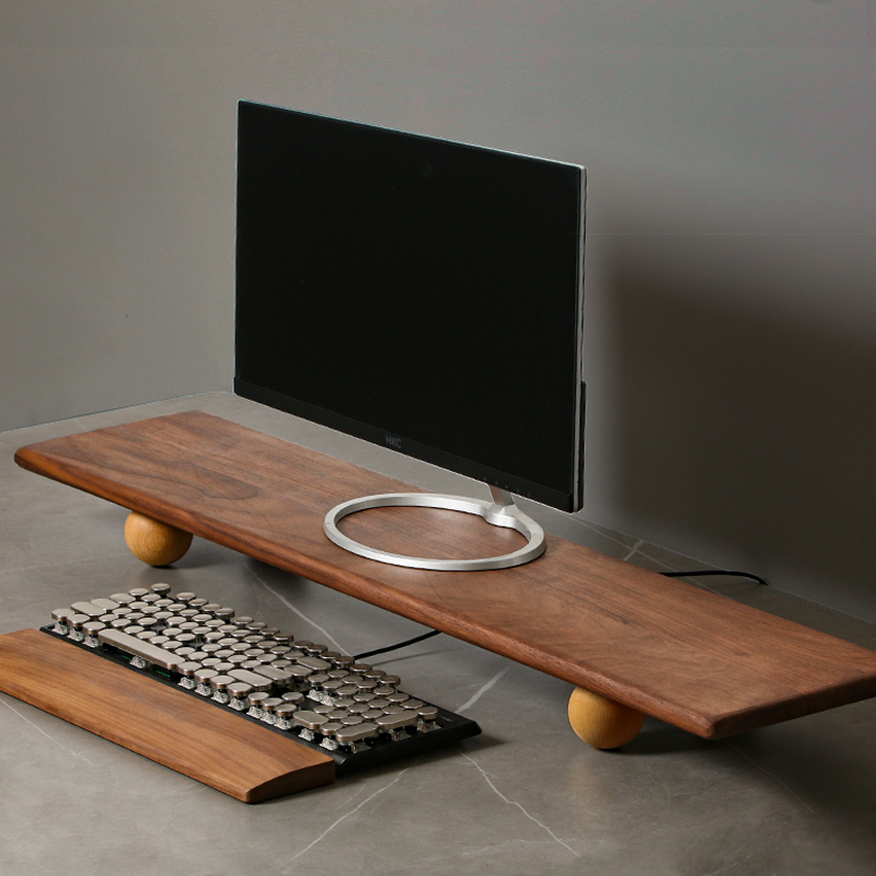 Desk Setup With Laptop And Monitor - Penyangga Monitor Kayu Solid, Penyangga Laptop,