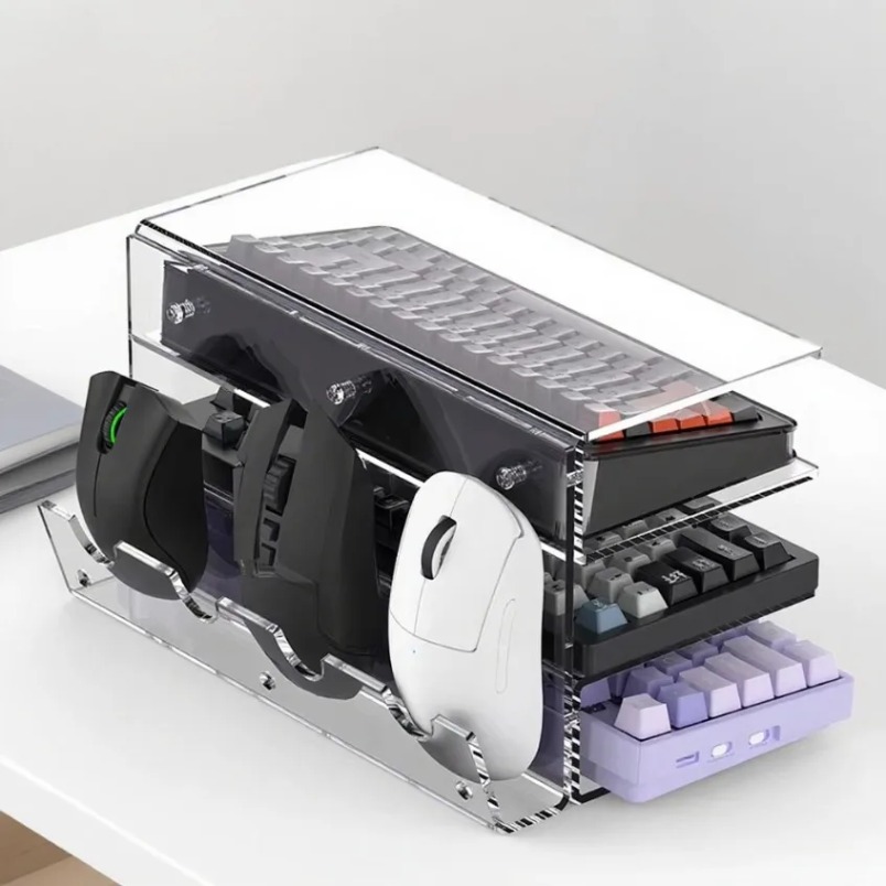 Desk Setup Gaming - Rak Penyimpanan Akrilik 3 Tingkat untuk