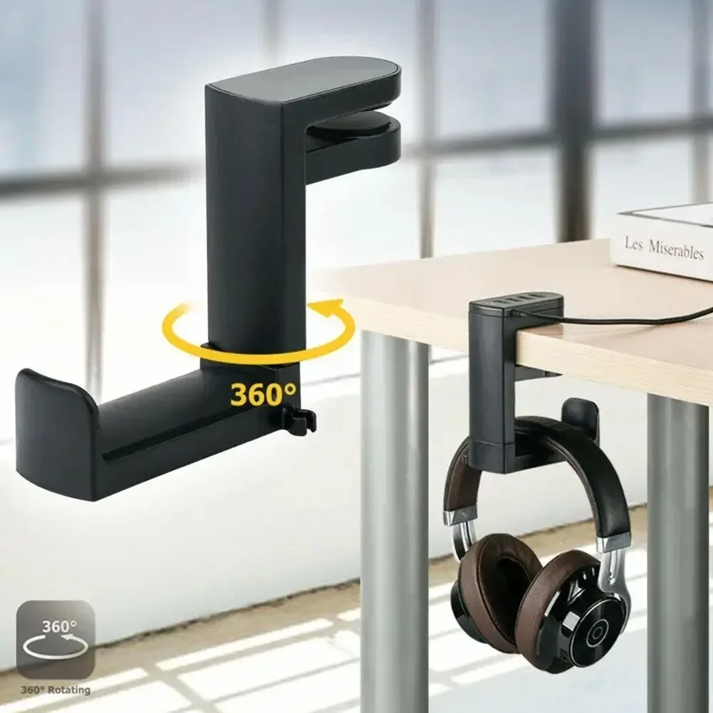 Desk Setup Gaming - Penyangga Headset Gaming Tanpa Lubang, Klip