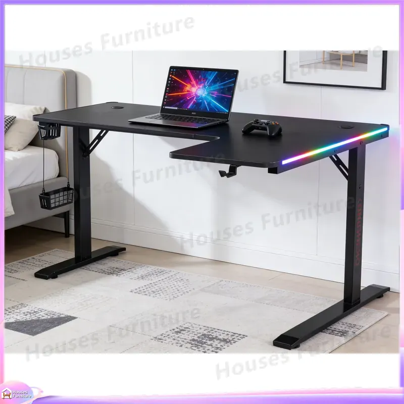 Desk Setup Gaming - Meja Gaming Besar 160cm dengan Lampu