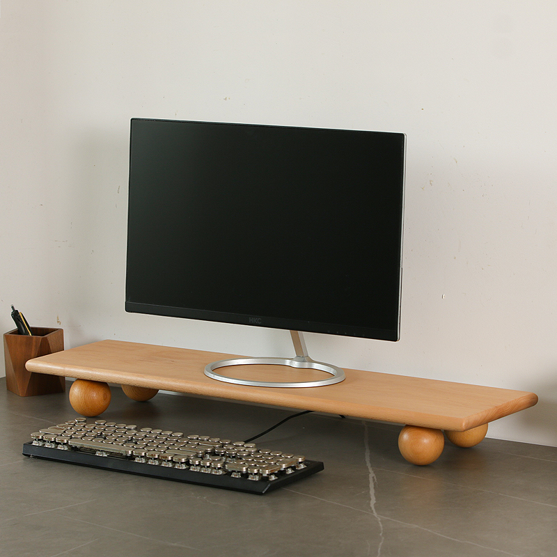 Penyangga Monitor Kayu Solid,  - Desk Setup With Laptop And Monitor ulasan dan harga