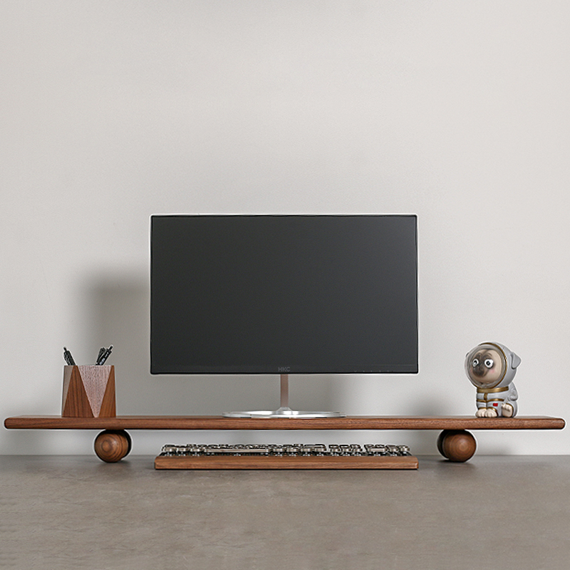 Penyangga Monitor Kayu Solid,  - Desk Setup With Laptop And Monitor ulasan dan harga