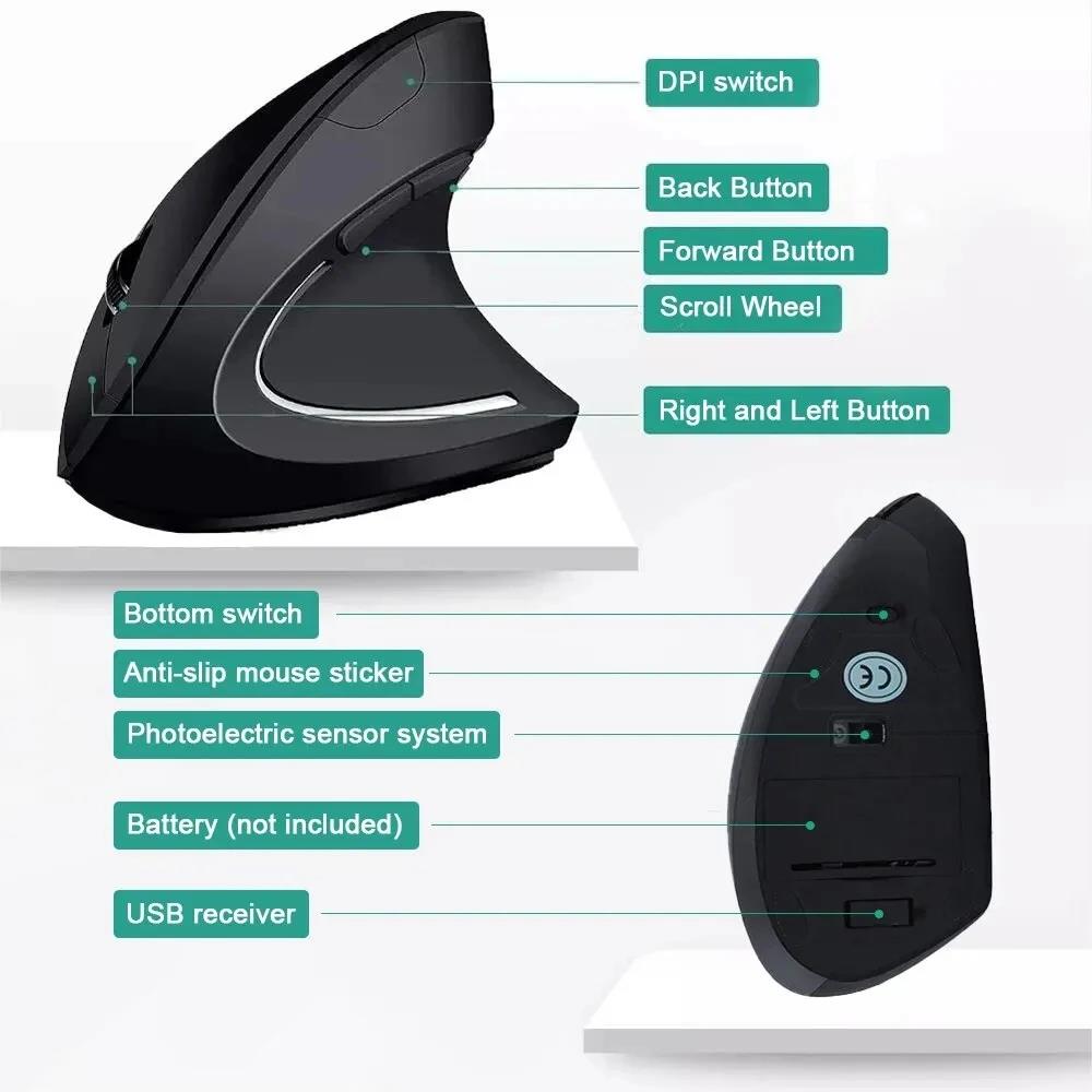 Mouse Vertikal Ergonomis 2.4GH - Desk Setup Gaming ulasan dan harga